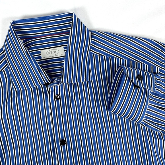 Etón Other - Mens Eton Contemporary Blue Striped Long Sleeve Dress Shirt Size 42 16.5